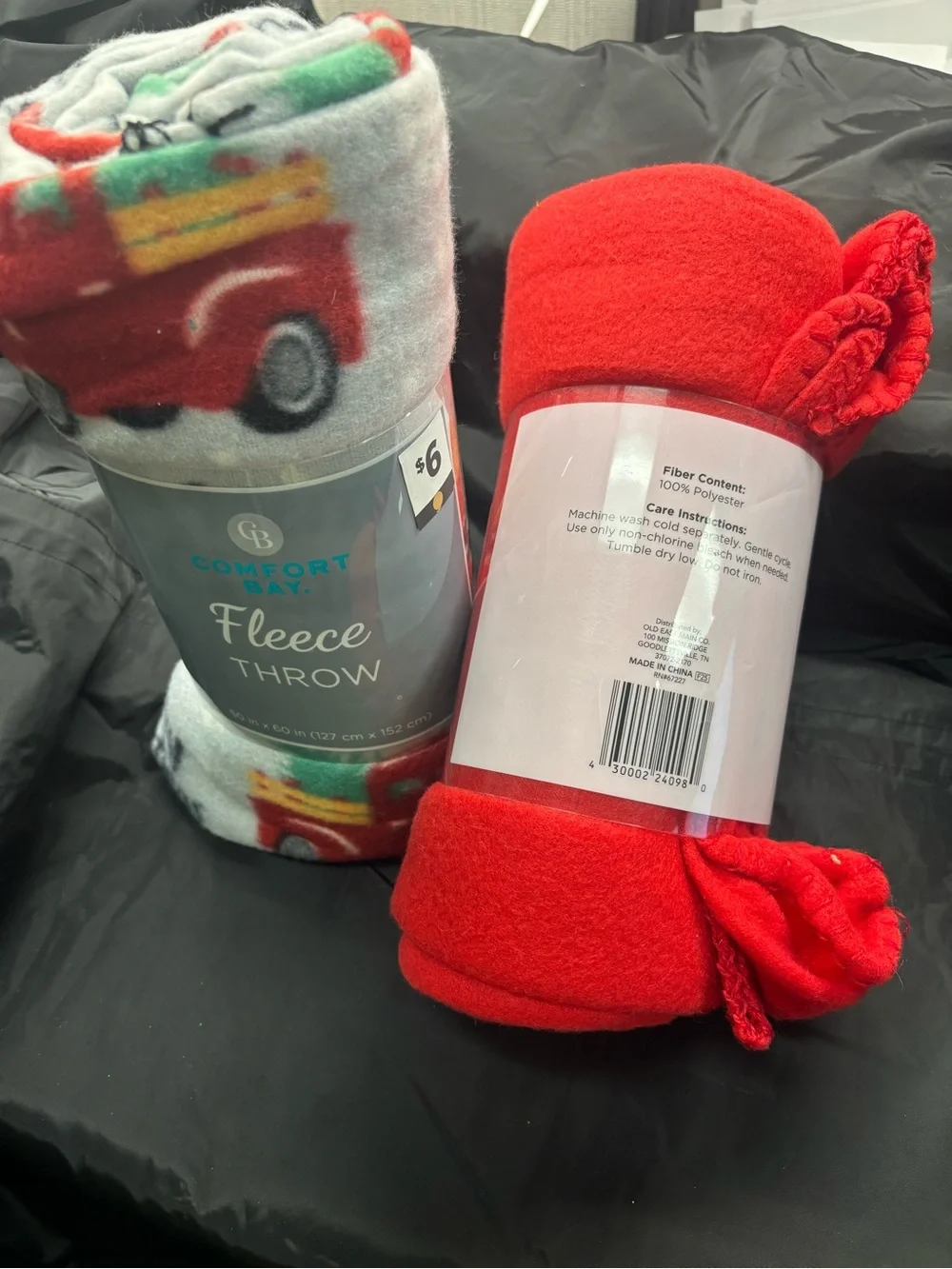 Comfort Bay Red Fleece Throw Blanket & Festive Truck Print Throw - Red